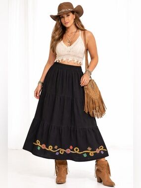 Vintage 90’s Western Maxi Skirt M
